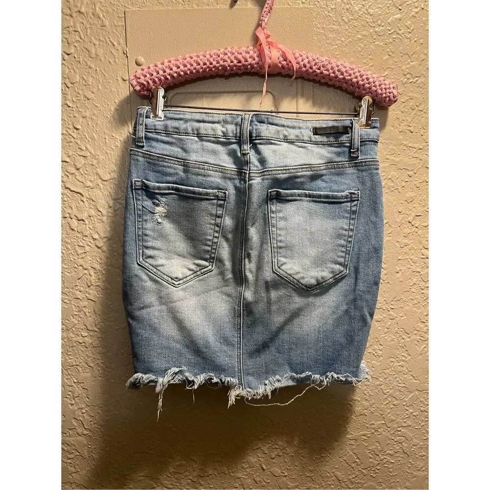Risen Los Angeles Distressed Denim Skirt Woman’s Size Large - Picture 8 of 11
